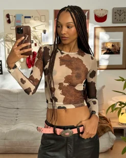 Nude Project Animalie Mesh Top Cow Hot