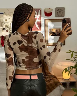 Nude Project Animalie Mesh Top Cow Hot