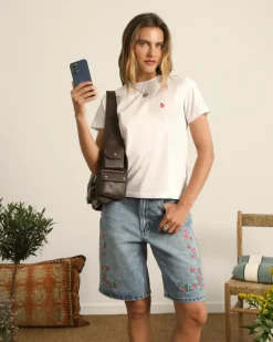 Nude Project Apple Crew Slim Tee White New
