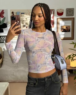 Nude Project Bow Mesh Top Lilac Best