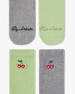 Nude Project Calcetines Quote Verde/Gris 2Xpack Clearance