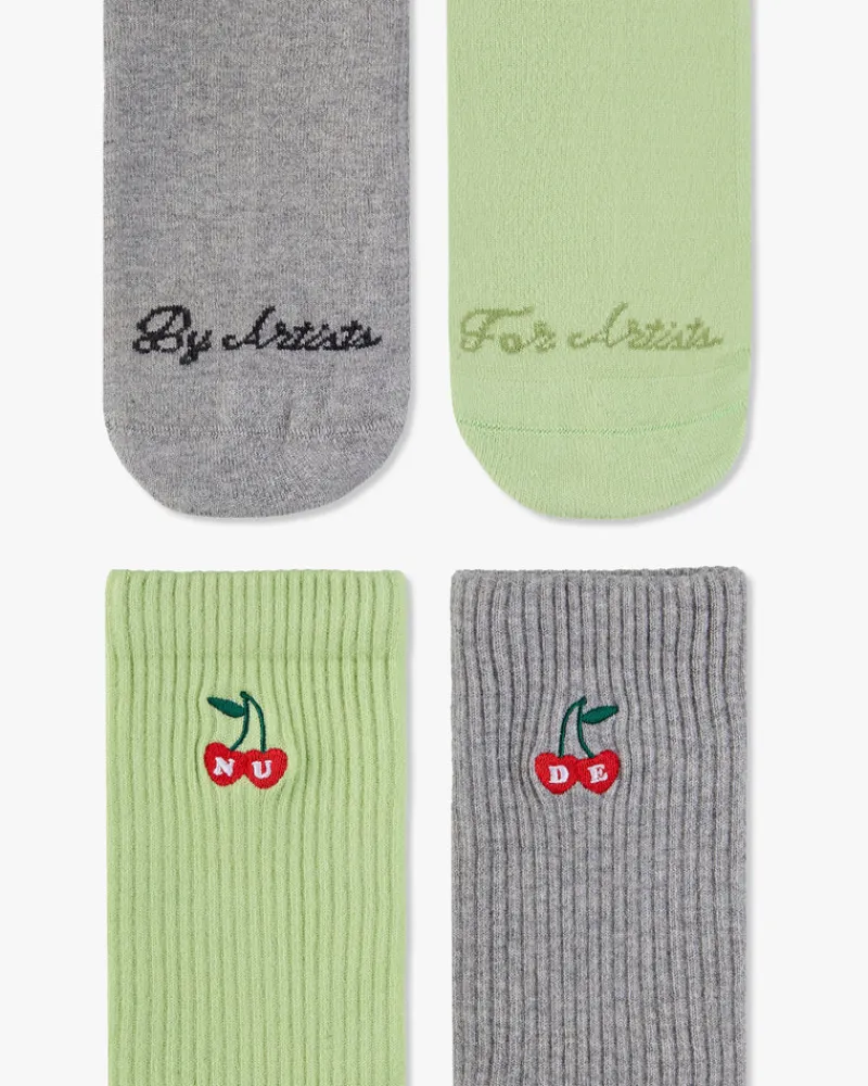 Nude Project Calcetines Quote Verde/Gris 2Xpack Clearance