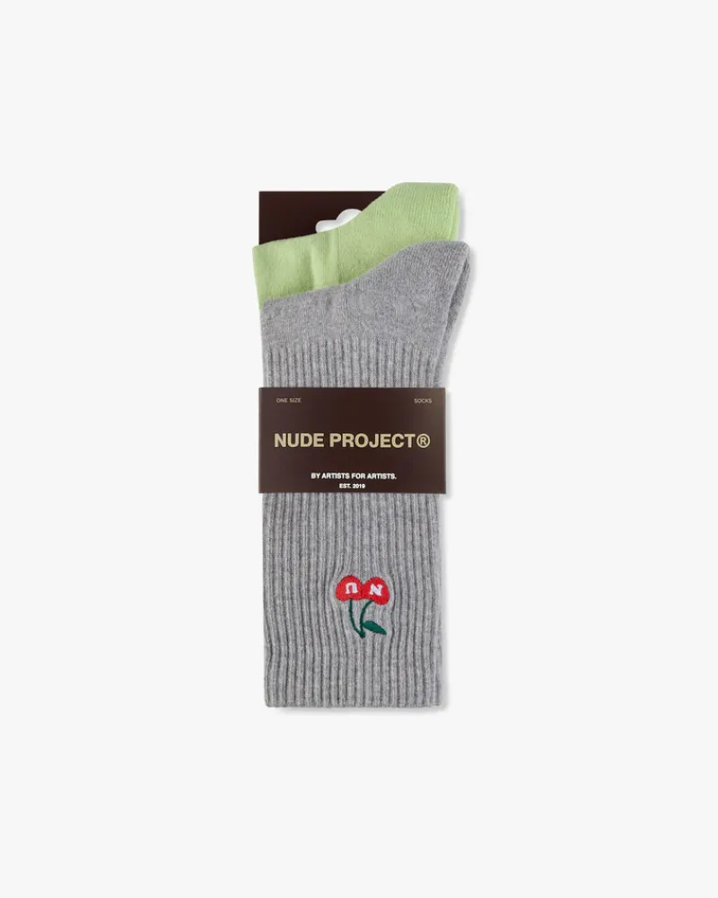 Nude Project Calcetines Quote Verde/Gris 2Xpack Clearance