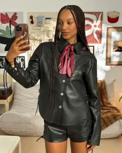 Nude Project Camisa Sophisticated Cowgirl Leather Hot