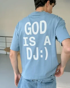 Nude Project Camiseta God is a DJ Azul Cielo Clearance