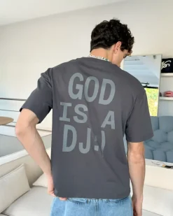 Nude Project Camiseta God is a DJ Gris Oscuro Discount