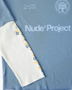 Nude Project Camiseta Manga Larga Patty Waffle Azul Discount