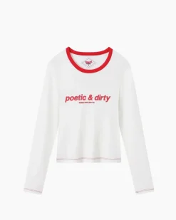 Nude Project Camiseta Manga Larga Poetic Blanco Crema Outlet