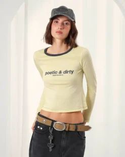 Nude Project Camiseta Manga Larga Poetic Amarilla Sale