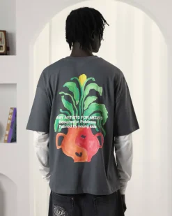 Nude Project Camiseta Plant Gris Oscuro