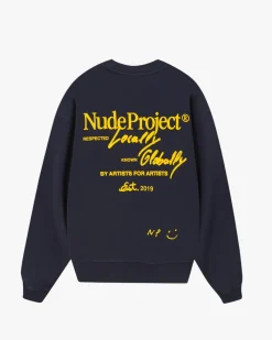 Nude Project Crewneck Global Soon Azul Marino Hot
