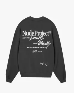 Nude Project Crewneck Global Soon Gris Oscuro Discount