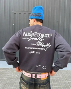 Nude Project Crewneck Global Soon Gris Oscuro Discount