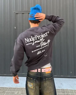 Nude Project Crewneck Global Soon Gris Oscuro Discount