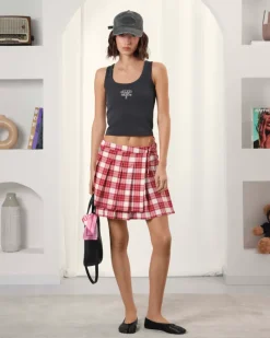 Nude Project Falda Cuadros Roja Outlet