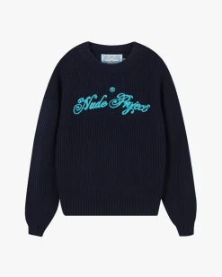 Nude Project Jersey Script Azul Marino Hot