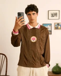 Nude Project Lace Football Polo Brown Clearance