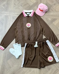 Nude Project Lace Football Polo Brown Clearance