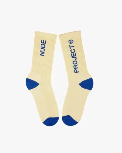Nude Project Logo Socks Blue/Yellow 2Xpack Discount