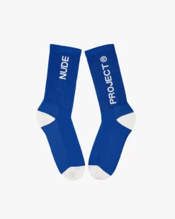 Nude Project Logo Socks Blue/Yellow 2Xpack Discount
