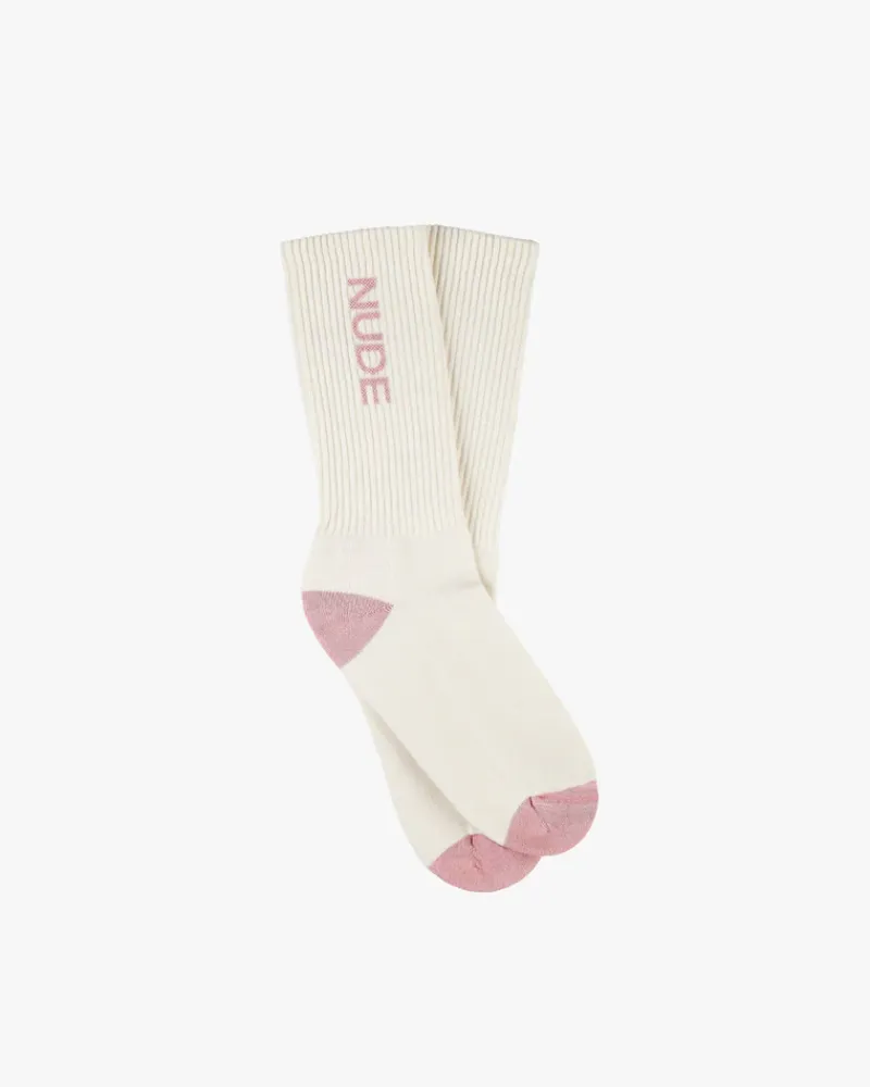 Nude Project Logo Socks White/Burgundy 2Xpack Outlet