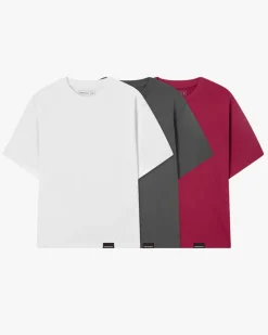 Nude Project Pack De 3 Camisetas Básicas Blanca/Gris Oscuro/Granate Outlet