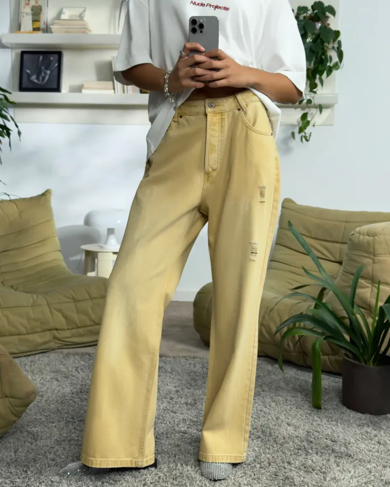 Nude Project Pantalón Bootcut Amarillo Discount