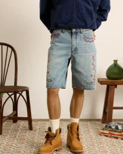 Nude Project Pantalón Corto Denim Flowers Outlet