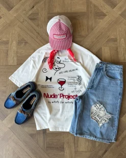 Nude Project Pantalón Corto Denim Lace Best