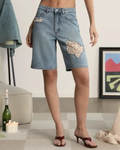 Nude Project Pantalón Corto Denim Lace Best