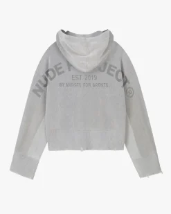 Nude Project Perfect Cropped Zip-Up Hoodie Grey Clearance