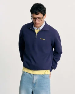 Nude Project Quarter Zip Origins Azul Marino Clearance