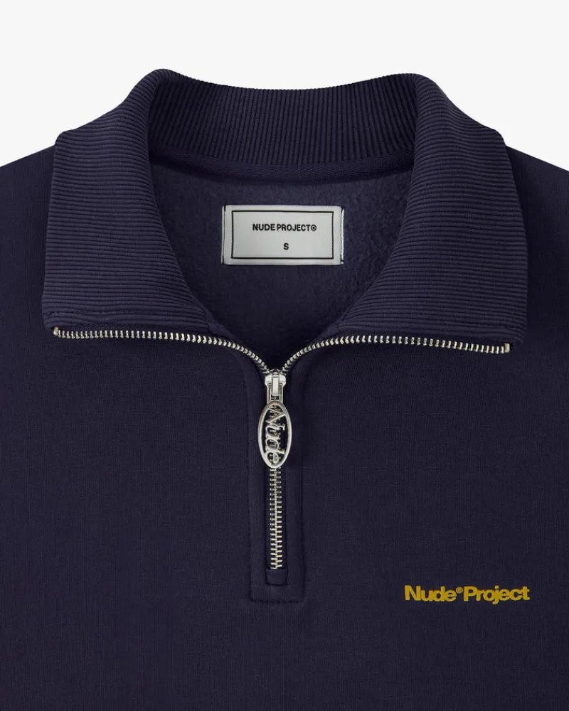 Nude Project Quarter Zip Origins Azul Marino Clearance