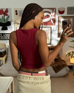Nude Project Sophisticated Pleasure Tank Top Burgundy Discount