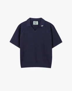 Nude Project Structure Knit Polo Navy Best