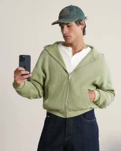 Nude Project Sudadera con Cremallera Global Soon Waffle Verde Discount