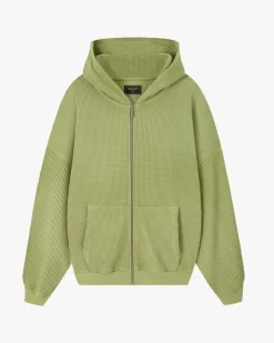 Nude Project Sudadera con Cremallera Global Soon Waffle Verde Discount