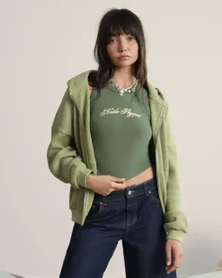 Nude Project Sudadera con Cremallera Global Soon Waffle Verde Discount