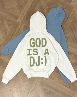Nude Project Sudadera Con Cremallera God is a DJ Blanco Crema