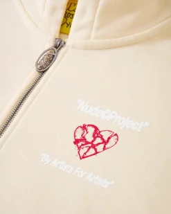 Nude Project Sudadera Con Cremallera Heartbroken Blanco Crema Discount