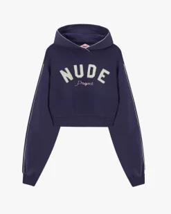 Nude Project Sudadera Cropped Varsity Azul Marino Hot