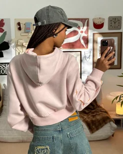 Nude Project Sudadera Cropped Varsity Rosa Outlet