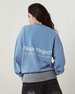 Nude Project Sudadera Sin Capucha Cult Kid Azul Piedra Outlet