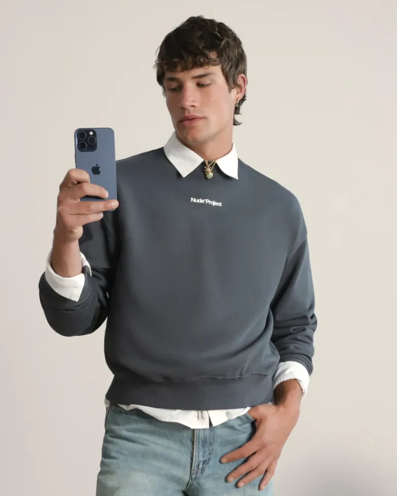 Nude Project Sudadera sin Capucha Gris Oscuro New