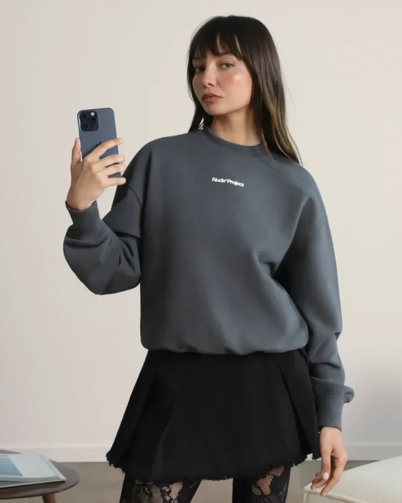 Nude Project Sudadera sin Capucha Gris Oscuro New