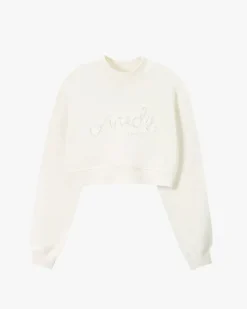 Nude Project Sudadera Sin Capucha Lacy Cropped Blanca Hot
