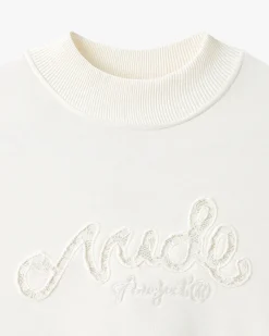 Nude Project Sudadera Sin Capucha Lacy Cropped Blanca Hot