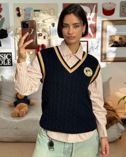 Nude Project Sunday Knit Vest Blue Hot